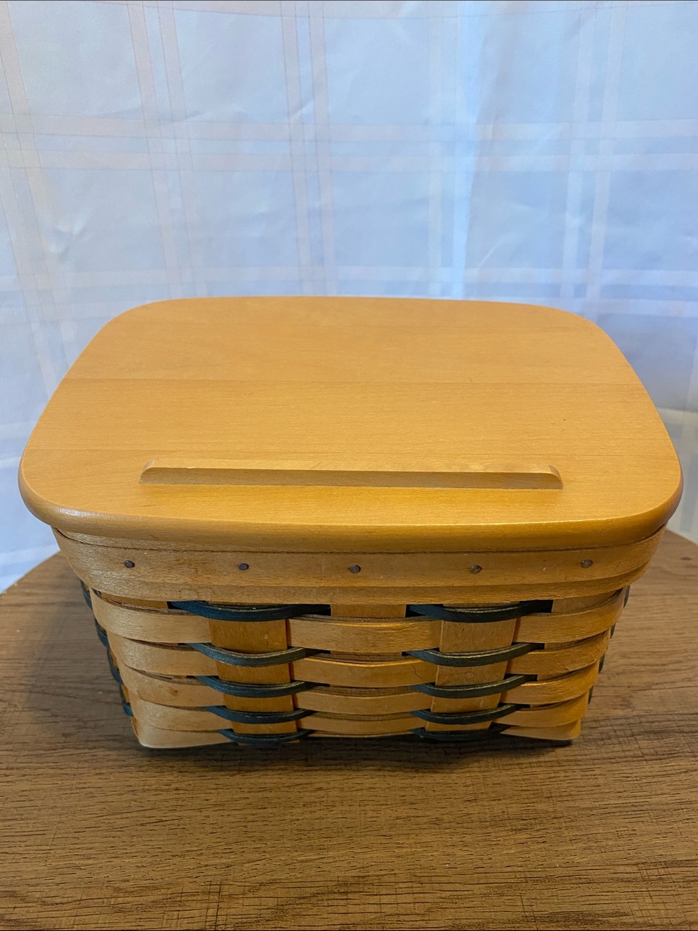 Vintage Longaberger Baskets Handwoven Wooden Recipe Basket Year 2000 Signed